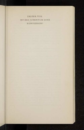 Erster Teil Ist das Judentum eine Konfession?