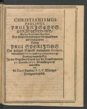 Christianismus Paulinus. Paulinisches Christenthumb