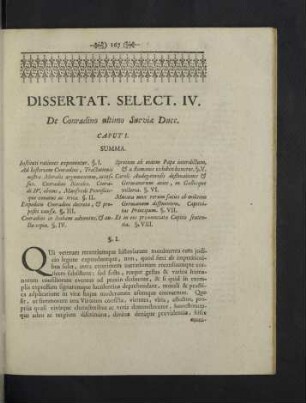 Dissertat. Select. IV. - VI.