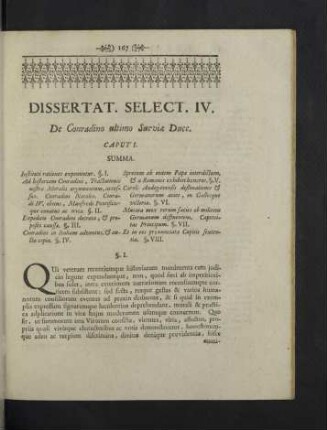 Dissertat. Select. IV. - VI.