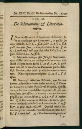 1399-1424, Tit. III. De Solutionibus & Liberationibus - Tit. VIII. Ratam Rem haberi & de Ratihabitione