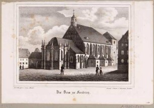 Der Freiberger Dom (Dom St. Marien) am Untermarkt, 1484-1501 erbaut, Blatt aus Sachsens Kirchen-Galerie von Hermann Schmidt, 1838, Bd. 2