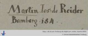 [Provenienz]: Reider, Martin Joseph, von