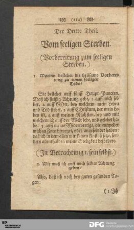 Der Dritte Theil. Vom seeligen Sterben.