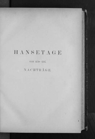 Hansetage von 1370-1387. Nachträge.