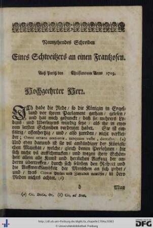 Neunzehendes Schreiben.