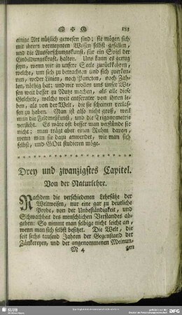Drey und zwanzigstes Capitel. Von der Naturlehre