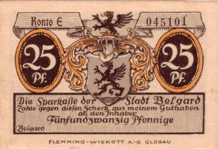 Notgeld der Stadt Belgard