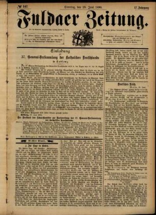 Erste Ausgabe vom Sonntag, den 29. Juni 1890.