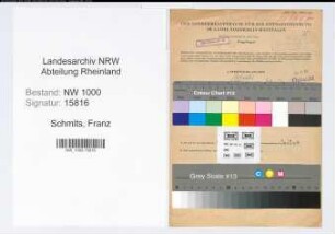 Entnazifizierung Franz Schmits, geb. 20.04.1893 (Arbeiter)