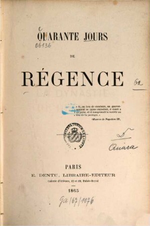 Quarante jours de régence