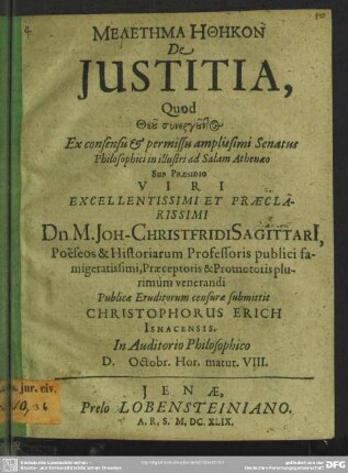 Meletēma Ēthēkon De Iustitia
