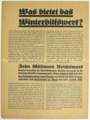 Propagandaflugblatt zum NS-Winterhilfswerk