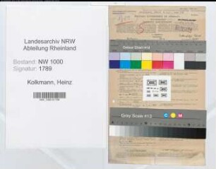 Entnazifizierung Heinz Kolkmann, geb. 16.10.1919 (Postfacharbeiter)