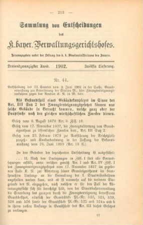 Dreiundzwanzigster Band. 1902. Zwölfte Lieferung. - Nr. 44. - Nr. 50.