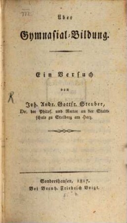 Über Gymnasial-Bildung