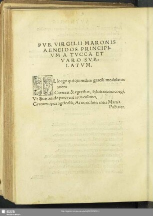 Pub. Virgilii Maronis Aeneidos Principium A Tucca Et Varo Sublatum