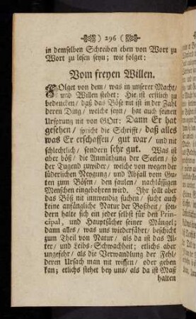 296-303, Vom freyen Willen