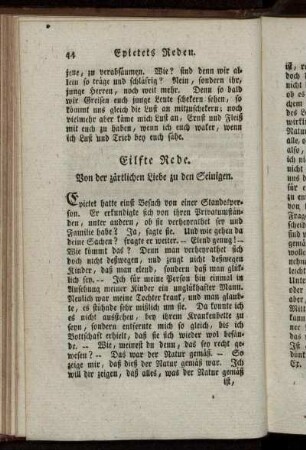 Eilfte Rede. Von der zärtlichen Liebe zu den Seinigen