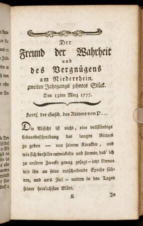 zweiten Jahrgangs zehntes Stück. Den 13ten Merz 1777.