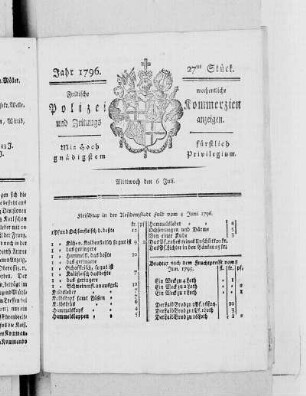 27tes Stück., Ausgabe vom 6. Juli 1796