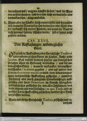 Cap. XXVII. Von Aufflassungen unbeweglicher Güter