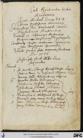 [fol. 5] Rektorat Johann Michael Sonner 1656/57