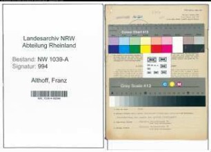 Entnazifizierung Franz Althoff , geb. 13.07.1894 (Stadtinspektor)