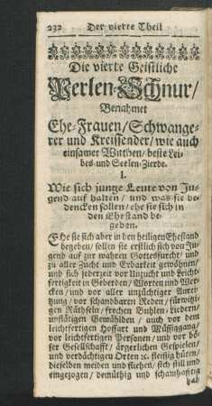 Die vierte Geistliche Perlen-Schnur/ Benahmet Ehe-Frauen/Schwangerer ...