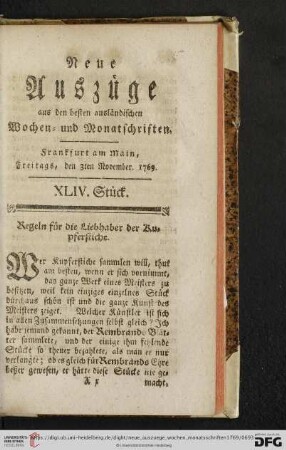 (XLIV. Stück. Freitags, den 3ten November, 1769 - XLVII. Stück. Freitags, den 24ten November, 1769)