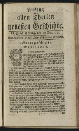 LI. Stück. Coburg, den 19. Dec. 1753.