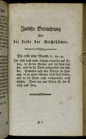 Zwölfte Betrachtung über die Liebe der Reichthümer.