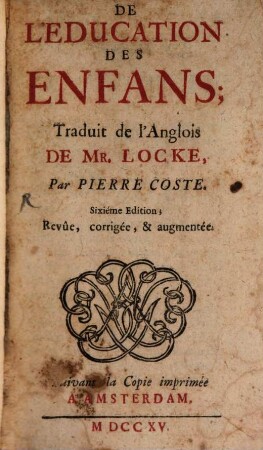De l'éducation des enfans