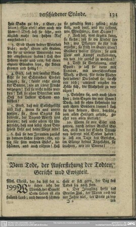 Vom Tode, der Auferstehung der Todten, Gericht und Ewigkeit
