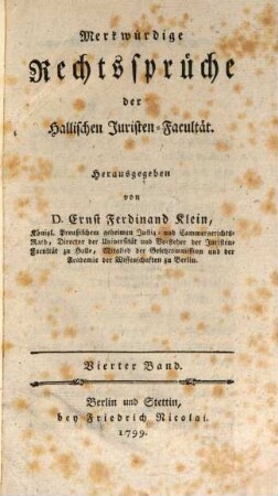 Merkwürdige Rechtssprüche der Hallischen Juristen-Facultät, 4