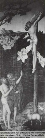 Christus am Kreuz mit Adam und Johannes dem Täufer