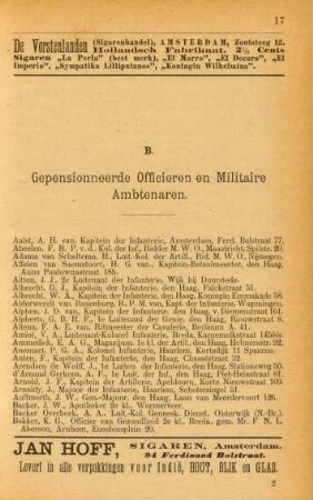 B. Gepensionneerde officieren en militaire ambtenaren