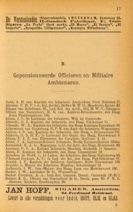 B. Gepensionneerde officieren en militaire ambtenaren