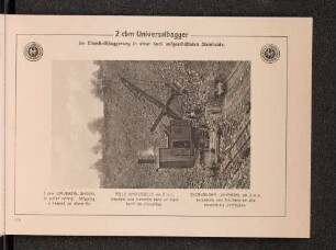 2 cbm Universalbagger, bei Einschnittbaggerung in einer hoch aufgeschütteten Steinhalde.