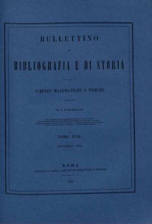 Tomo XVII. Novembre 1884.