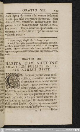 Oratio VIII. Habita Cum Suetonii Augustum Publice Interpretaturus Esset