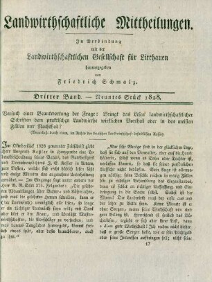 Dritter Band. - Neuntes Stück 1828.