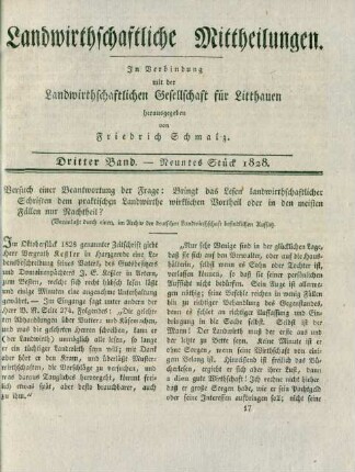 Dritter Band. - Neuntes Stück 1828.