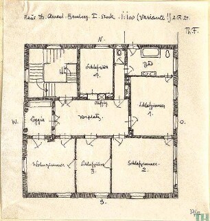 Fischer, Theodor; Bamberg; Haus Dr. Ament - Grundriss 1. OG
