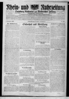 Rhein- und Ruhrzeitung : Tageszeitung für das niederrheinische Industriegebiet und den linken Niederrhein : das Blatt der westdeutschen Binnenschiffahrt