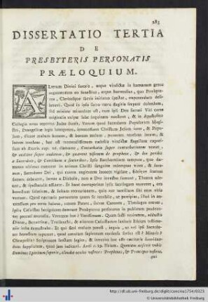 Dissertatio Tertia De Presbyteris Personatis