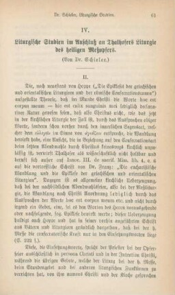 61-71 Liturgische Studien im Anschluß an Thalhofers Liturgie des heiligen Meßopfers : II.