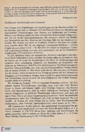 Treffpunkt Archäologie und Literatur