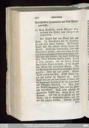 Verschiedene Hausmittel aus dem Pflanzenreiche.