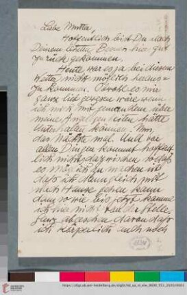 Briefe: Brief von Elfriede Lohse-Wächtler an Sidonie Wächtler